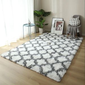 Eryi-Tapis Doux Intérieur Design Tapis Tapis Moelleux Pour Salon Tapis De Fourrure Lisse Antidérapant Enfants Chambre Tapis (160 * 200cm, Blanc) - Neuf