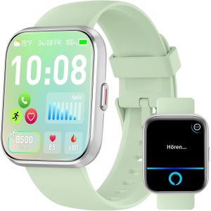 Montre Connectée Homme Femme, 1.8"" Smartwatch Avec Appel Bluetooth, Voix De L'ia, Alexa Intégrée, Smartwatch Moniteur De Spo2, Sommeil, Podometre, Calories,Ip68, Vert - Neuf