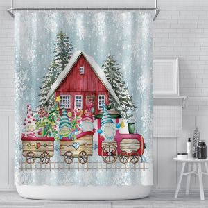 No&euml;l le Rideau de Douche, salle de Bain Rouge et Noir &agrave; Carreaux de la Voiture Festival de la Neige de Baignoire D&eacute;coration de Pin Diamant 180x180cm (Style 2) - Neuf