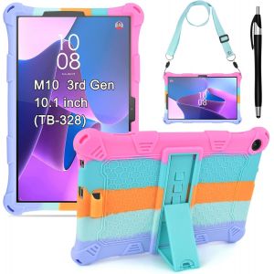 ERYI-Coque Pour Lenovo Tab M10 3E Génération 10.1 Pouces Tb328 2022 Avec Porte-Crayon Protection Housse Silicone Pour Tablette M10 3Rd Gen Étui Pochette Avec Stylus Pen Bandoulière Pour M10 10.1 - Neuf