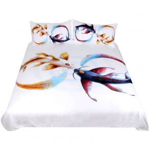 Hjlian Parure De Lit 3 Pieces Avec Housse De Couette Et Taies D'oreiller, Motif Poisson Double, Imprime 3d (Queen Us) - Neuf