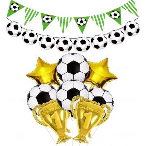 Letnerny-Décoration Football Anniversaire Enfants Avec Ballons Aluminium Et Guirlandes Fête Thème Foot Garçons Filles École Match Club Maison Pack Déco Photobooth Sport - Neuf
