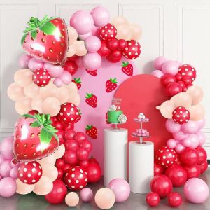 LETNERNY-Lot De 127 Guirlandes De Ballons En Forme De Fra s - Décorations De Fête D'Anniversaire - Arche De Ballons Rose Et Rouge - Idéal Pour Les Célébrations Sur Le Thème Des Baies, Les Fêtes Préna - Neuf
