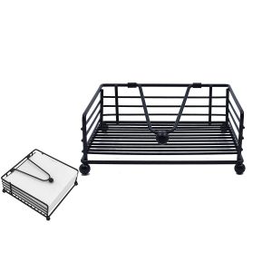 Porte-serviettes carr&eacute; en m&eacute;tal noir avec bras lest&eacute; pour utilisation sur table - Neuf