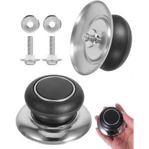 Kalanka-Boutons De Couvercles De Pot Poign&eacute;e Couvercle En Verre Bouton Couvercle Casserole Bouton Rechange Anti-Br&ucirc;lure Poign&eacute;e Couvercle Cuisine Universelle Pour Couvercle Casserole(Acier Inoxydable - Neuf