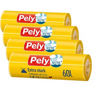 Lot De 4 Paquets De 17 Sacs Poubelle Avec Cordon De Serrage - Jaune - Pour L'Élimination Des Déchets Résiduels (25 L) (25 Litres) - Neuf