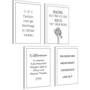 Eryi-Lot De Posters Muraux Décoratifs Pour Cuisine Avec Dictons Et Cadres Photo A4 (Maison Culturelle, 4 X A4, Sans Cadre) - Neuf