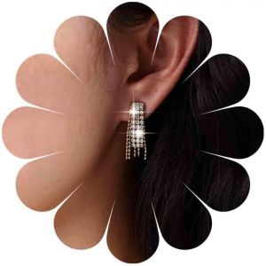 Kal-Boucles D'oreilles Strass&eacute;es Boucles D'oreilles Chandelier Boucles D'oreilles Pendantes Cha&icirc;ne En Cristal Boucles D'oreilles Cha&icirc;ne Tennis Or Bijoux Pour Femmes Et Filles - Neuf