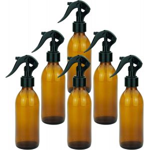 MEVRONISSHOP-Lot de 6 flacons pulv&eacute;risateurs de 200 ml en verre marron pour spray d&eacute;sinfectant avec &eacute;tiquettes - Neuf