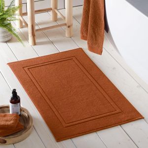 KAL-- Tapis De Bain En Terre Cuite (50 X 80 Cm) - Doux Et Absorbant - Tapis De Salle De Bain Haut De Gamme 550Gsm - Coton Durable - Recyclé - Lavable - Tapis De Bain Orange - Tapis Orange - Neuf