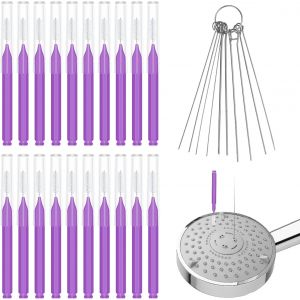 KAL-30Pcs Kit Nettoyant Pommeau De Douche, Brosse Nettoyage Pommeau De Douche Multi-Tailles Brosse De Nettoyage Anti-Colmatage Pour Salle De Bain Petit Trou Espace Buse Fente De Fenêtre (Violet) - Neuf