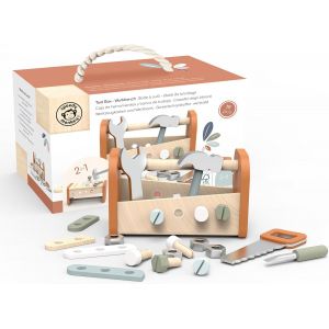 ChenQuanSarl-Sp3017 Établi 2 En 1, Boîte À Outils, 25 X 13,5 X 15 Cm, Jouet En Bois Pour Enfants, Détails Soignés, Excellente Idée Cadeau - Neuf