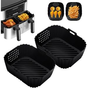 2 Pi&egrave;ces Moule Silicone Air Fryer pour Ninja Double Stack XL SL400EU, Airfryer Accessoires pour Foodi Max Dual Zone, Moule Silicone Airfryer Pot pour AF400EU 9.5L AF300EU 7.5L - Neuf