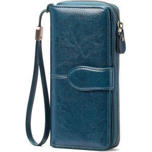 CAUC-Portefeuille Femme Grand Format, Grande capacit&eacute; Porte Monnaie Femme Cuir, Porte-ch&eacute;quiers Porte-Carte RFID Blocage, Idee Cadeau Femme - Neuf