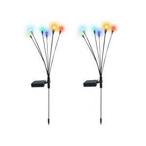 Lampe Solaire &Agrave; Piquer Pour Jardin, Motif Luciole - Lot De 2 - Neuf
