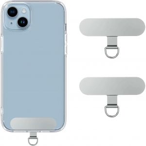 KAL-Lot De 2 Coussinets Universels Pour Téléphone Portable -En Acier Inoxydable -Multifonctions -Avec Dragonne Universelle -Anti-Perte -Ultra Fin, Argenté, 4,8 X 1,2 Cm/1,88 X 0,47 Zoll - Neuf