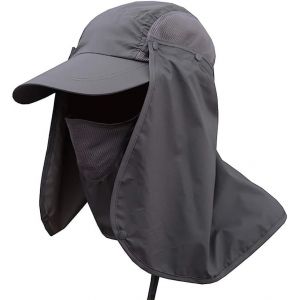 Asfasfq-Casquette De Protection Anti-Uv Upf 50+ À Rabat, Casquette Protection Soleil Amovible Pour L'extérieur Pêche Randonnée Trekking Pour Hommes Et Femmes(Gris Foncé) - Neuf