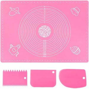 TIANYI-70x50cm Rose Tapis de Patisserie en Silicone, Anti-adhésif Réutilisable Tapis de Cuisson avec Mesure Antidérapant Baking Mat pour Fondant Tartes Pizza pâte, Tapis de Pâte à Rouler Tapis de Com - Neuf