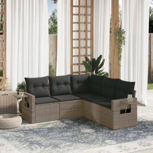 Prolenta Premium - Salon De Jardin 5 Pcs Avec Coussins Gris R&eacute;sine Tress&eacute;e - Neuf
