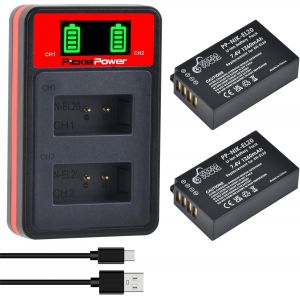 EN-EL20 EN-EL20a Lot de 2 Batteries et Chargeur USB LED pour Appareil Photo Nikon Coolpix P1000,P950,DL24-500,Coolpix A,1 AW1,1 J1,1 J2,1 J3,1 S1,1 V3 - Neuf