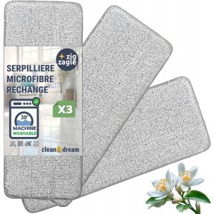 KALANKA-ZIG ZAGLE &iquest; Serpilli&egrave;re de Rechange en Microfibre pour kit Seau et Serpill&egrave;re, Pure Water System, Lot de 3 tampons r&eacute;utilisables pour Balai Plat, lavables en Machine, tampons hygi&eacute;nique et ab - Neuf
