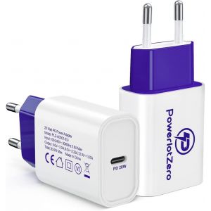 JGD-Chargeur USB C Rapide iPhone 20W - 2 Pack PD 3.0 Type C Mural Adaptateur Secteur Compatible avec iPhone 14/14 Plus/14 Pro/14 Pro Max/13/13 Pro/13 Pro Max/13 Mini/12/11, iPad, Pixel - Neuf