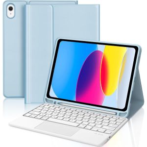 Kalanka-Clavier Pour Ipad 10e G&eacute;n&eacute;ration Et Ipad 11 &Egrave;me Generation A16 Avec Pav&eacute; Tactile, (10.9"" 2022/11 Pouces 2025), &Eacute;tui Keyboard Bluetooth Magn&eacute;tique D&eacute;tachable Azerty Fran&ccedil;ais, Bleu - Neuf