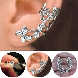 Fleur Feuille Boucles D'oreilles Retro Hollow Out Free Punch Ear Clips Bijoux Cadeau Pour Femmes Filles - Neuf