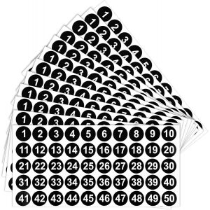 12 Feuilles D'autocollants Par Num&eacute;ro 1 &Agrave; 50 Autocollants Chiffr&eacute;s Noirs Autocollants Chiffres Cons&eacute;cutifs &Eacute;tiquettes Auto-Adh&eacute;sives &Agrave; Points Autocollants D'inventaire Num&eacute;ros Pour Bo&icirc;tes - Neuf