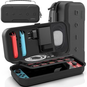 Eryi-Étui Rigide Pour Nintendo Switch & Switch Oled, Étui De Transport Ns Pour Joycon Et Adaptateurs, Hardcase Protection Switch Suitcase Avec 20 Emplacement Pour Carte, Pas Pour Ns2, Noir - Neuf
