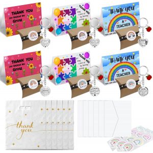 lbgwp60-Lot De 6 Porte-Clés Pour Enseignant, Cadeau De Remerciement, Départ Pour Ta, Crèche, Meilleure Femme, Homme, Anniversaire, Noël Avec Cartes Cadeaux Et Coffret Cadeau - Neuf
