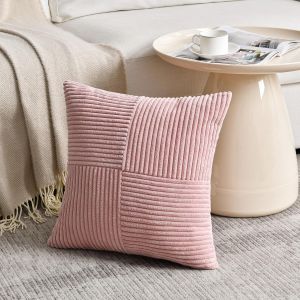 Cauc-Lot De 1 Boho Housse De Coussin 65x65 Rose,&Agrave; Motif Crois&eacute; Decoration Housses De Coussin En Velours C&ocirc;tel&eacute;,Douillet Taie D'oreiller Housse Coussin Moderne Pour Canap&eacute; Chambre Chaise Lit - Neuf