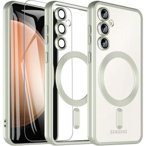 LORANKA-Pour Samsung Galaxy S23 FE Coque avec film de protection, Coque de t&eacute;l&eacute;phone portable magn&eacute;tique S23 FE Compatible avec MagSafe Protection militaire Protection de l'appareil photo Mat Coque d - Neuf