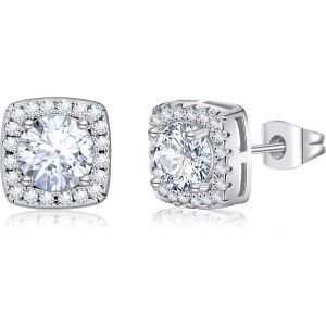 Kalhx-Boucles D'oreilles Zircon Cubique Carr&eacute;,Brillant Boucles D'oreilles En Simulation Diamant Mariage Cz Stud Boucles D'oreilles Pour Les Femmes Bijoux - Neuf