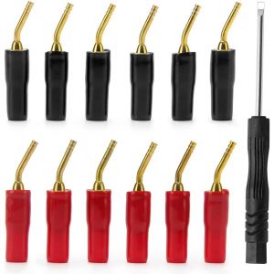 12 Pi&egrave;ces Type de vis de Broche de fiche Banane de 2 mm,Connecteur de C&acirc;ble de Haut-Parleur Audio Plaqu&eacute; Or (6 Rouge + 6 Noir) - Neuf