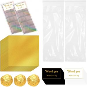 Lot De 200 Emballages De Barres De Chocolat ,Emballages Bonbons De Barres De Feuille D'étain Doré ,Emballages De Chocolat Auto-Scellants Transparents Avec Autocollants ,Emballages De Chocolat Pour - Neuf