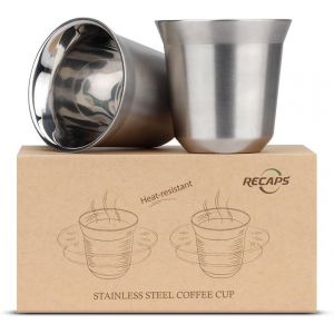 Ensemble De Tasses &Agrave; Expresso En Acier Inoxydable 304 De 80 Ml - Paquet De 2 Tasses Demitasse En Acier Inoxydable &Agrave; Double Paroi - Neuf
