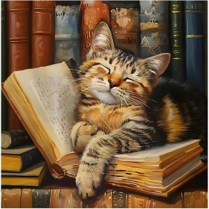 Oayew-Halloween Diamond Painting Art Kits Chat Brun, Kit De Diy Fleurs Diamant Painting, Diamant Strass Point De Croix Cristal Painting Pour Murale D&eacute;coration 30x30 Cm - Neuf