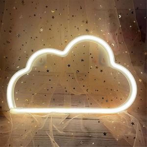 N&eacute;on Nuage N&eacute;on Enseigne N&eacute;on Blanc Chaud Enseigne N&eacute;on Batterie/Alimentation Usb N&eacute;on Veilleuse N&eacute;on Applique Murale Pour Chambre D'enfant &Eacute;clairer Led N&eacute;on Pour F&ecirc;te Bar De No&euml;l - Neuf
