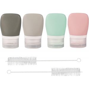 Mevronisshop-Lot De 4 Mini Bouteilles &Agrave; Presser Pour Condiments, En Silicone, Portables, Pour Stocker Des Aliments, Avec 2 Brosses De Nettoyage, Pour Ketchup (38 Ml) - Neuf