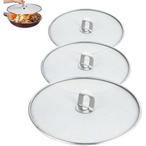 Jexnovashop-3 Pcs Couvercle Anti Projection - Anti Eclaboussure Cuisine - Couvercle En Acier Inoxydable Multifonctionnel - Efficace Contre Les &Eacute;claboussures D'huile Et D'eau - Convient Aux Po&ecirc;les De - Neuf