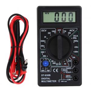 MEVRONISSHOP-DT-830B Multim&egrave;tre Num&eacute;rique AC DC Testeur de Tension Amp Volt Ohm Testeur avec &eacute;cran LCD, Mesure la Tension, le Courant, la R&eacute;sistance, le Transistor (DT-830B noir) - Neuf
