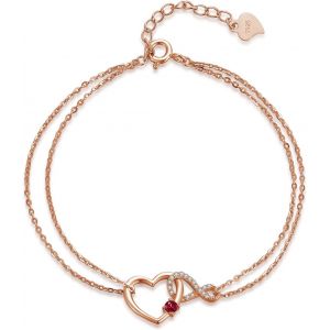Eryi-Bracelet Pierre De Naissance Infini C?ur Argent Sterling 925 Réglable Double Couche Cadeaux Pour Maman Et Petite Amie - Neuf
