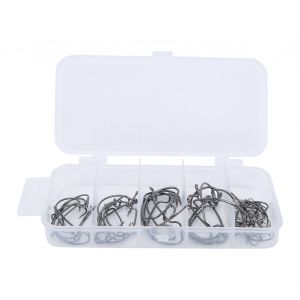 1 Boite D'hamecons A Large Ventre En Acier Allie, Kit D'hamecons A Vis Sans Fin Aiguises, Accessoire De Peche - Neuf