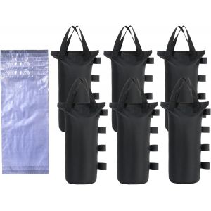 Checarzhn--No1-Sacs De Sable Pour Auvent, Sac De Lestage, Tente De Publicité Extérieure, Pare-Soleil Fixe, Coupe-Vent, Sacs De Poids Pour Tente D'auvent Pop-Up (Sans Sable) (Noir, 6 Cylindres + 6 Sac - Neuf