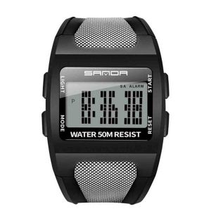 Montre Numérique Carrée Multifonction Étanche - Blanc - Neuf