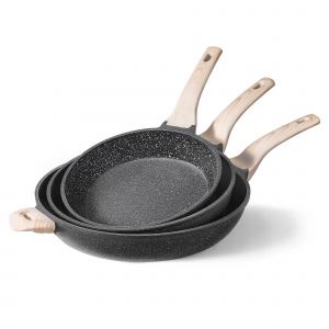 Non Po&ecirc;les &Agrave; Frire Antiadh&eacute;sives Ensemble, L'apfo Gratuit Ustensiles De Cuisine En Granit, De La Pierre D'oeuf Omelettes Et Des Casseroles, De 9,5"", 11"", 12.5"" Granit Noir - Neuf