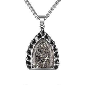Collier Pendentif Bouddha En Acier Inoxydable Pour Homme, Amulette Durable, Saint Patron Pixiu, Or Noir - Neuf