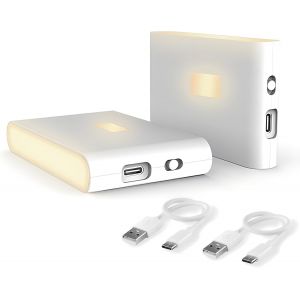 Avec Détecteur De Mouvement, Rechargeable Usb Veilleuse Enfants Avec 3 Modes (Auto/On/Off), 2700k Blanc Chaud Veilleuse Pour Chambre,Escalier, Salle De Bain, Placard, Couloir [2 Pièces] (B) - Neuf