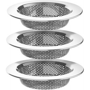Crépine d'évier de cuisine en acier inoxydable, en trois parties, prend en charge le nettoyage de la vaisselle, filtre efficacement les résidus de nourriture et maintient le drainage en douceur - Neuf